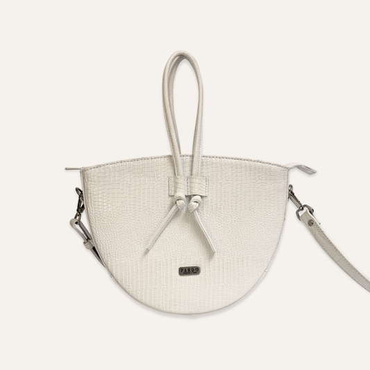 Cartera mediana de cordones blanco