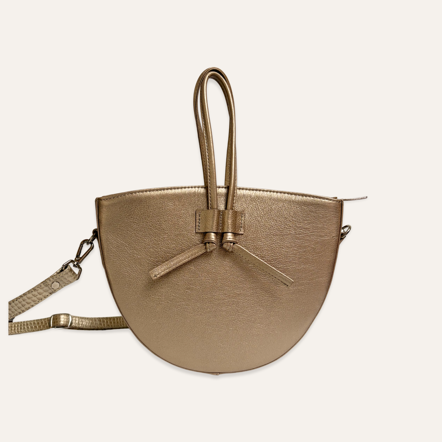 Cartera mediana de cordones dorado