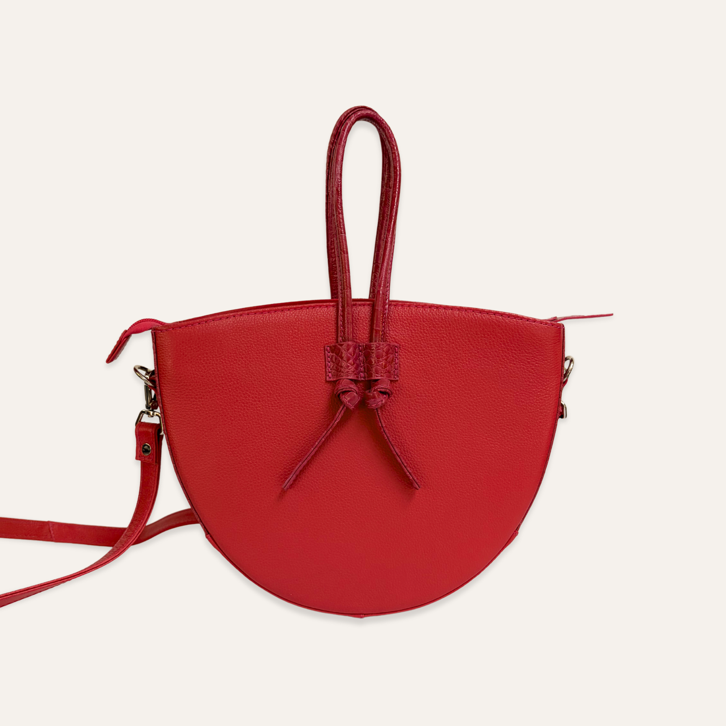Cartera mediana de cordones fucsia