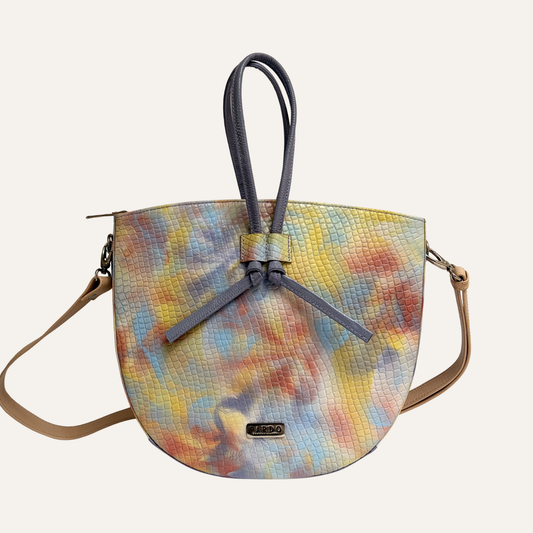 Cartera grande de cordones lila marmolado