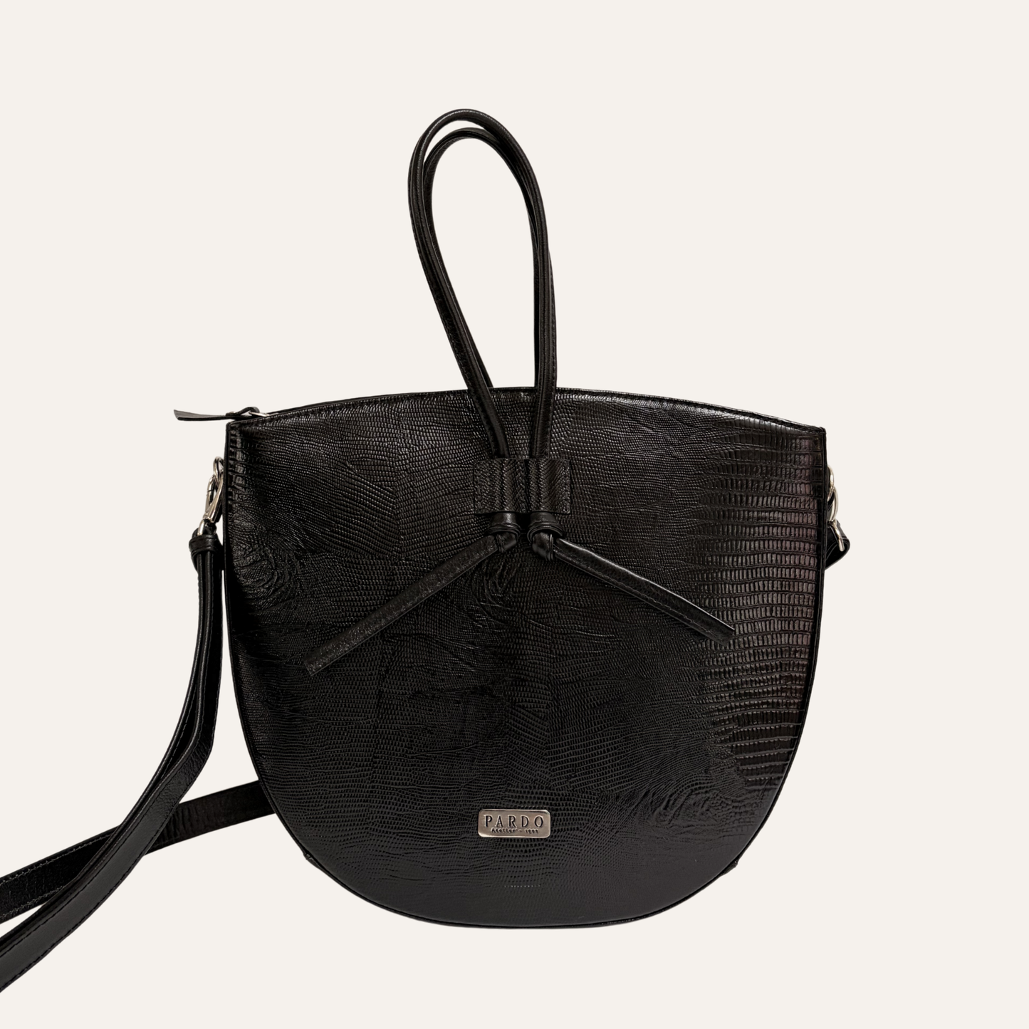 Cartera grande de cordones lila marmolado
