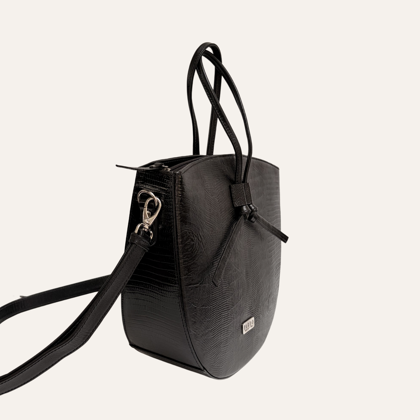 Cartera grande de cordones lila marmolado