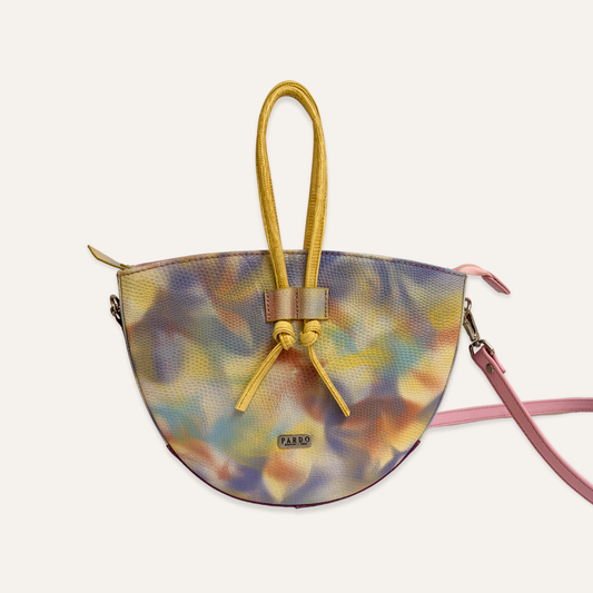 Cartera mediana de cordones lila camuflado