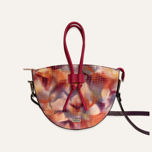 Cartera mediana de cordones morado camuflado
