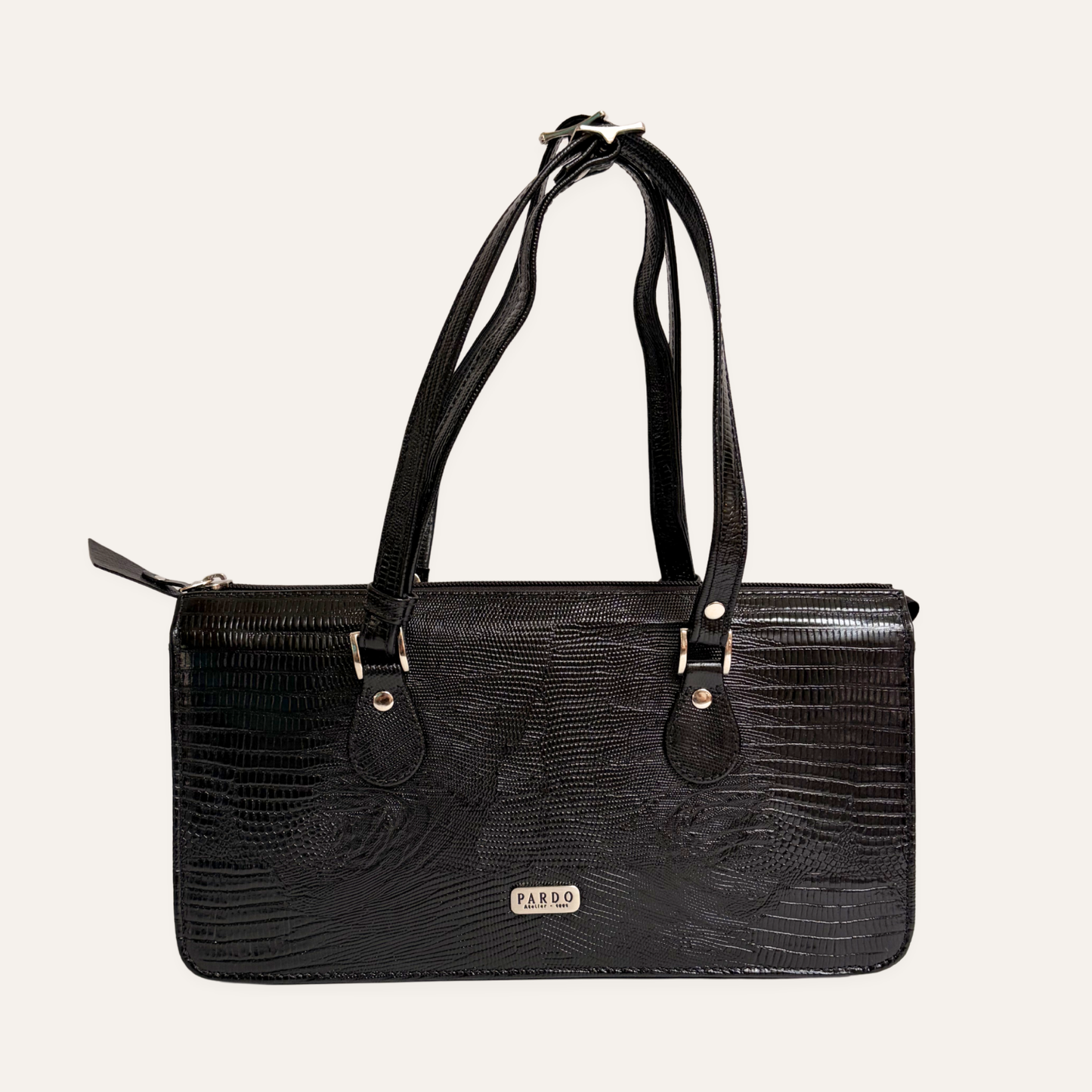 Cartera postal lila negra