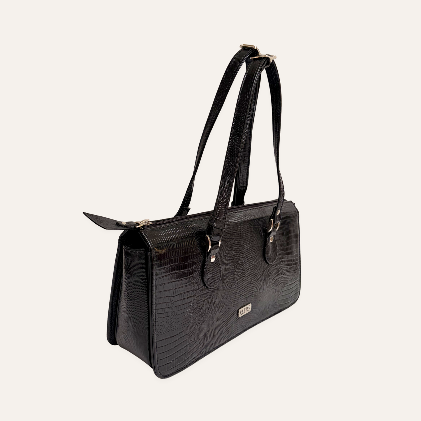 Cartera postal lila negra