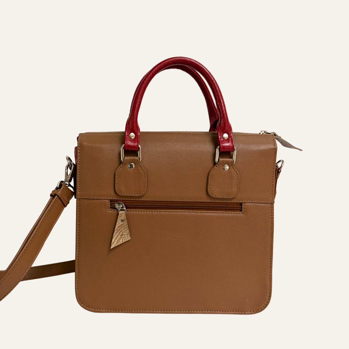 Bolso de mano multicompartimientos beige