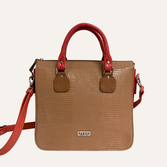 Bolso de mano multicompartimientos mostaza