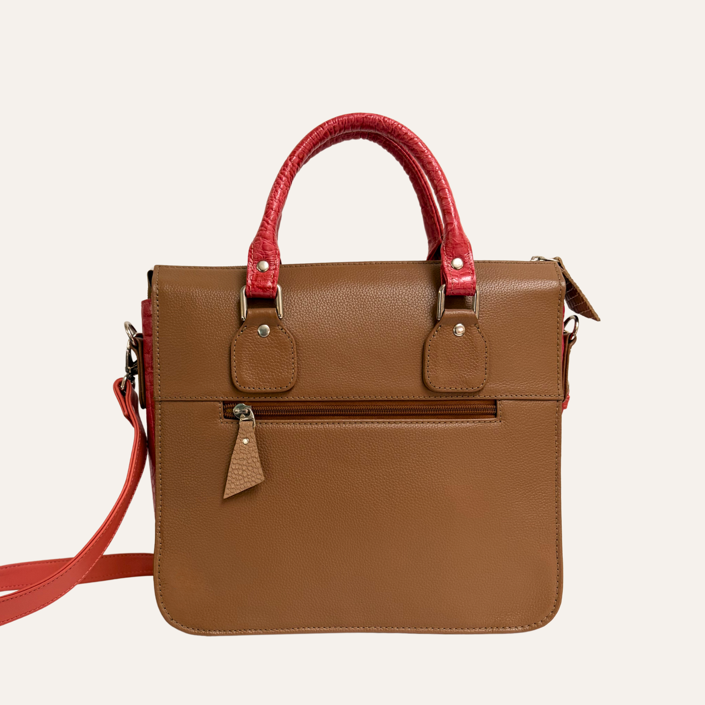 Bolso de mano multicompartimientos mostaza