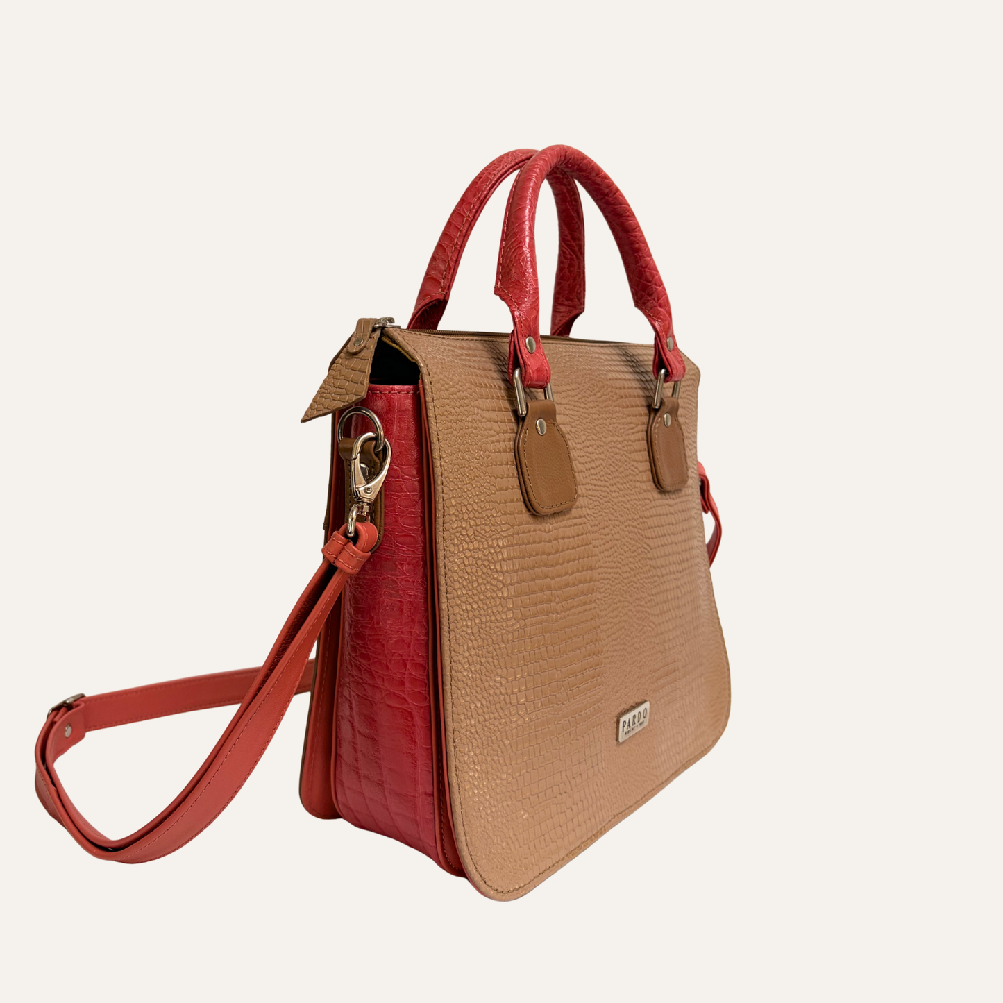 Bolso de mano multicompartimientos mostaza