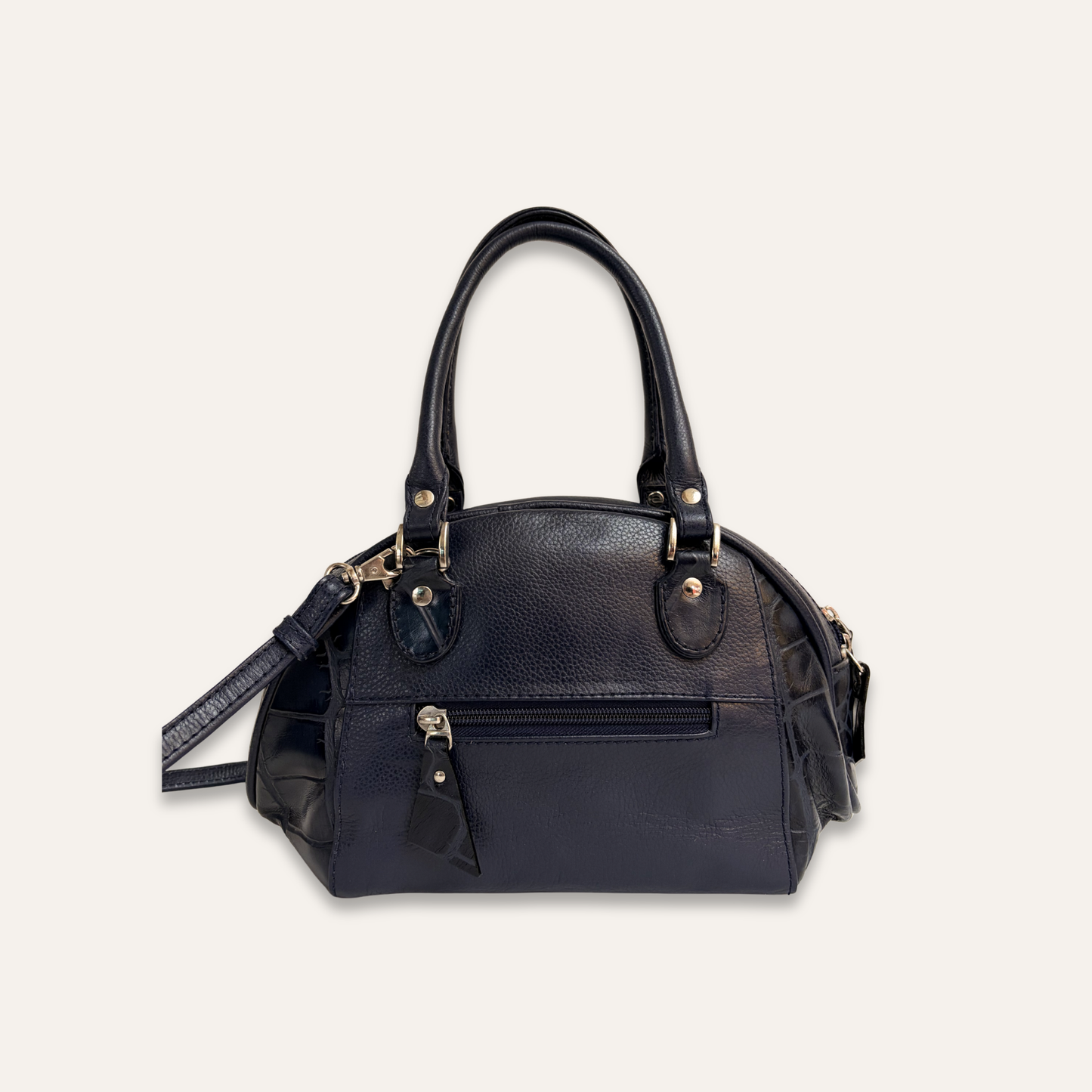 Cartera pequeña redonda azul oscura