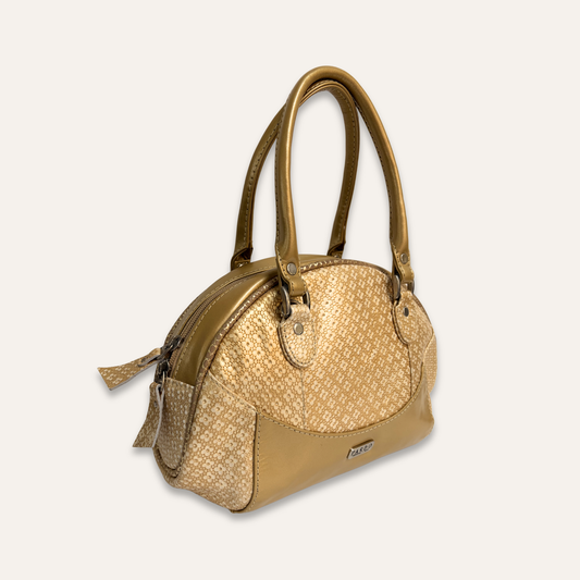 Cartera pequeña redonda dorada