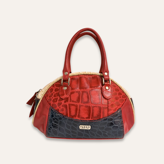 Cartera pequeña redonda roja combinada