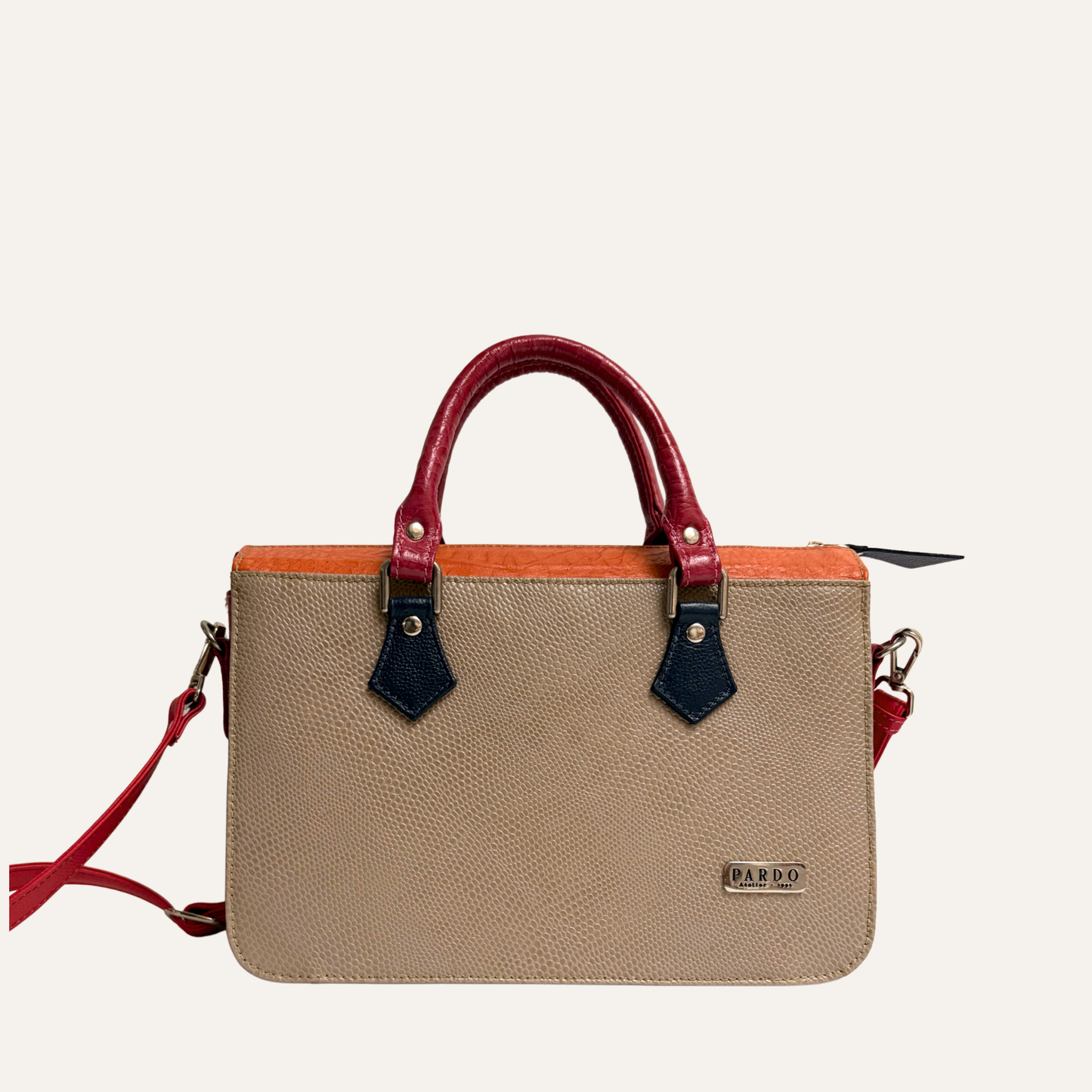 Mini maletin ejecutivo beige con azul