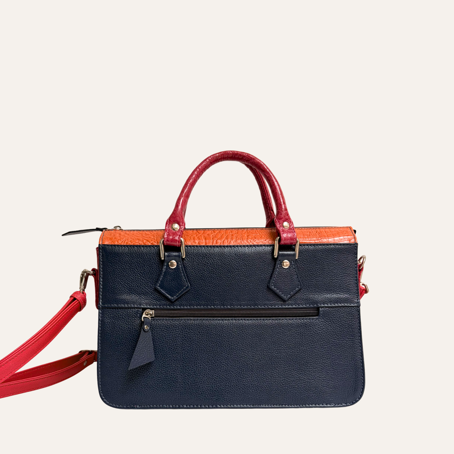 Mini maletin ejecutivo beige con azul