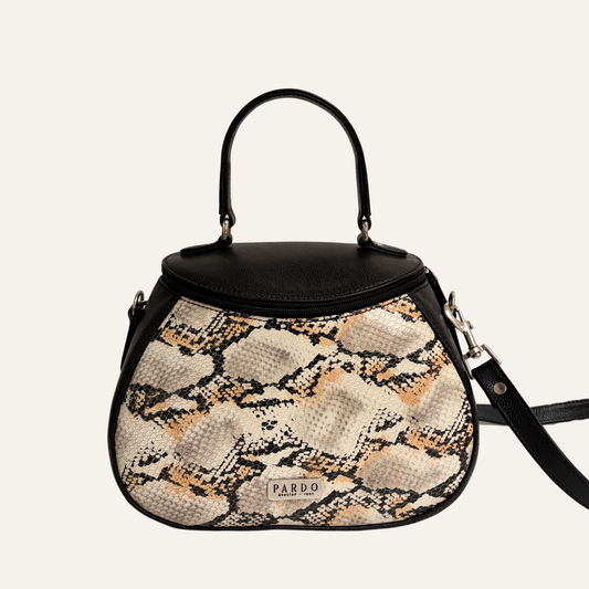 Bolso de mano con cierre superior pitón negro