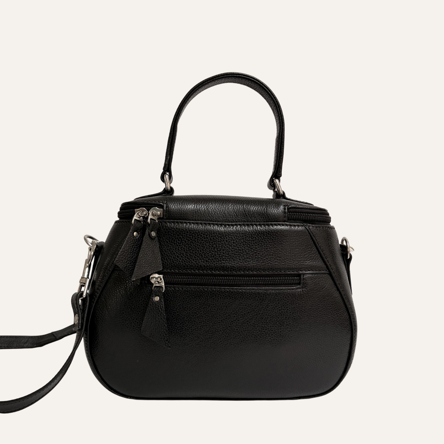 Bolso de mano con cierre superior pitón negro