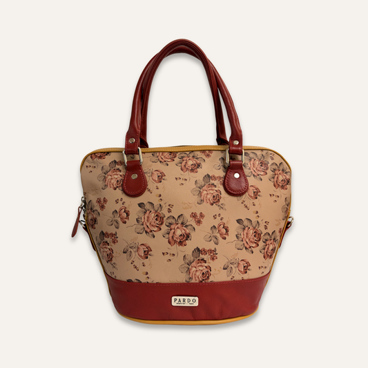 Cartera suave grande flores rojas