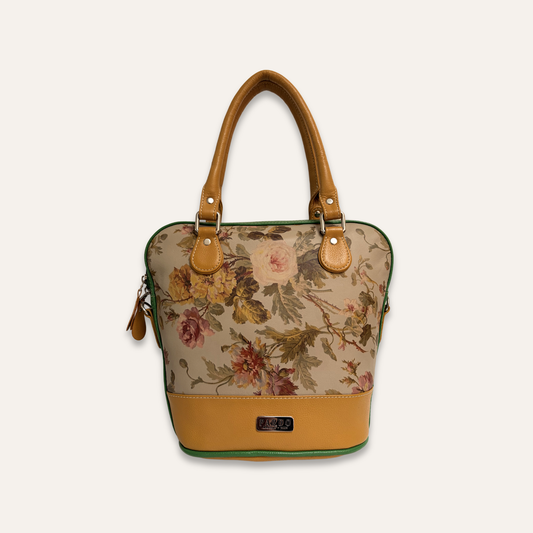 Cartera suave mediana con flores verdes