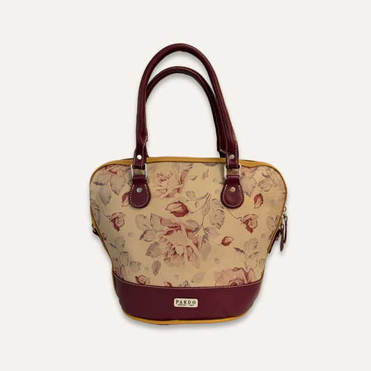Cartera suave grande flores vinotinto