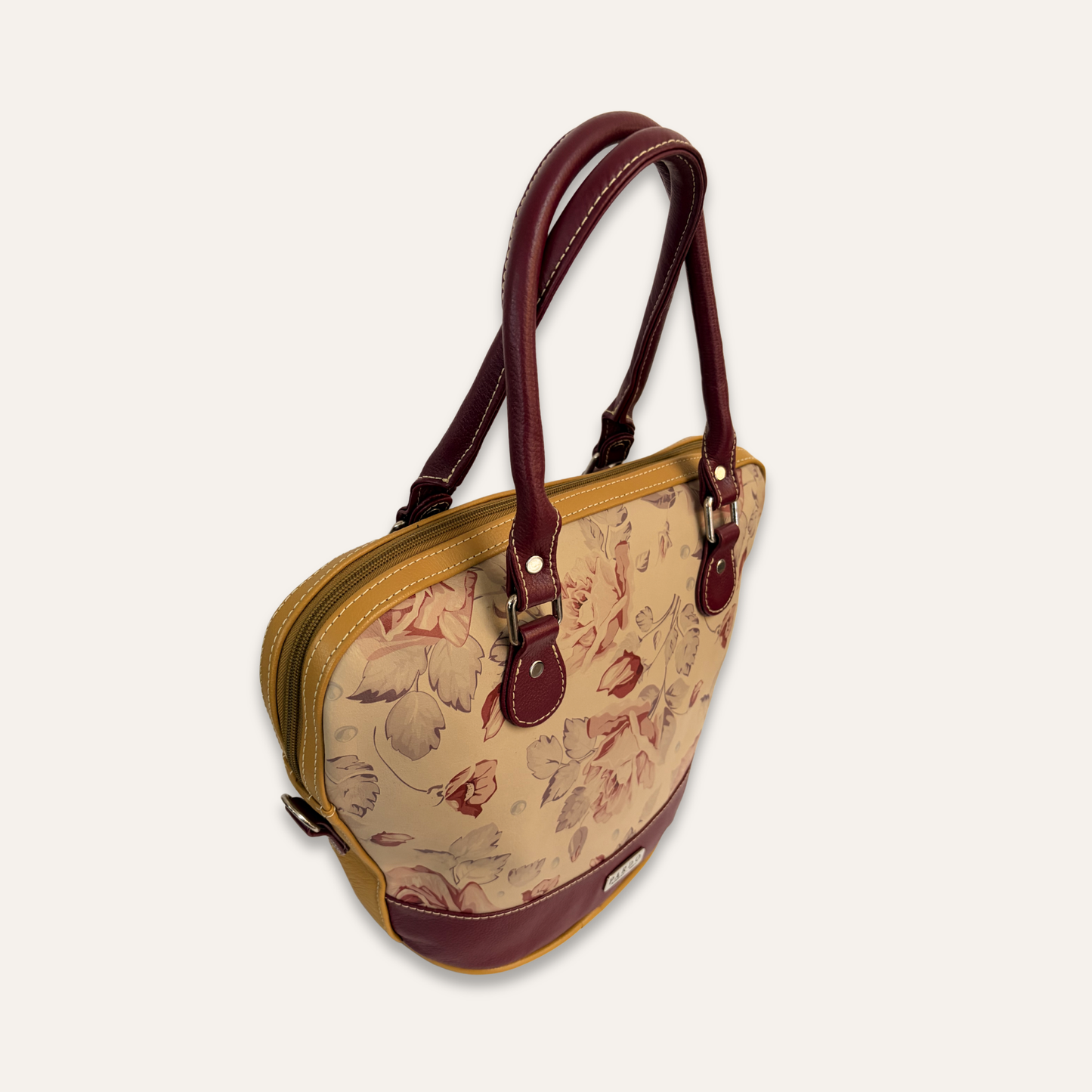 Cartera suave grande flores vinotinto
