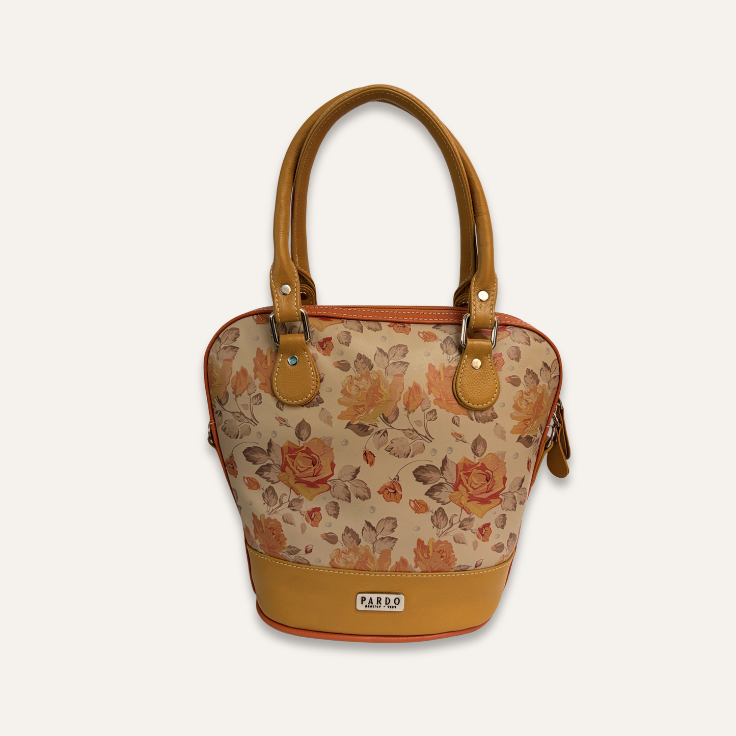 Cartera suave mediana con flores naranjas