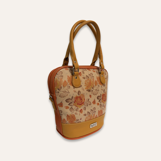 Cartera suave mediana con flores naranjas