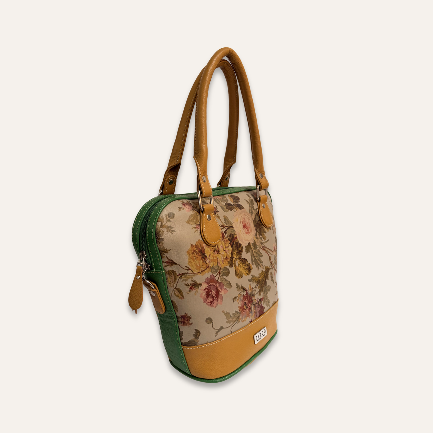 Cartera suave mediana con flores verdes
