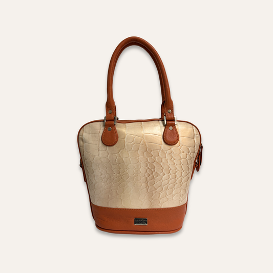Cartera suave mediana naranja con beige