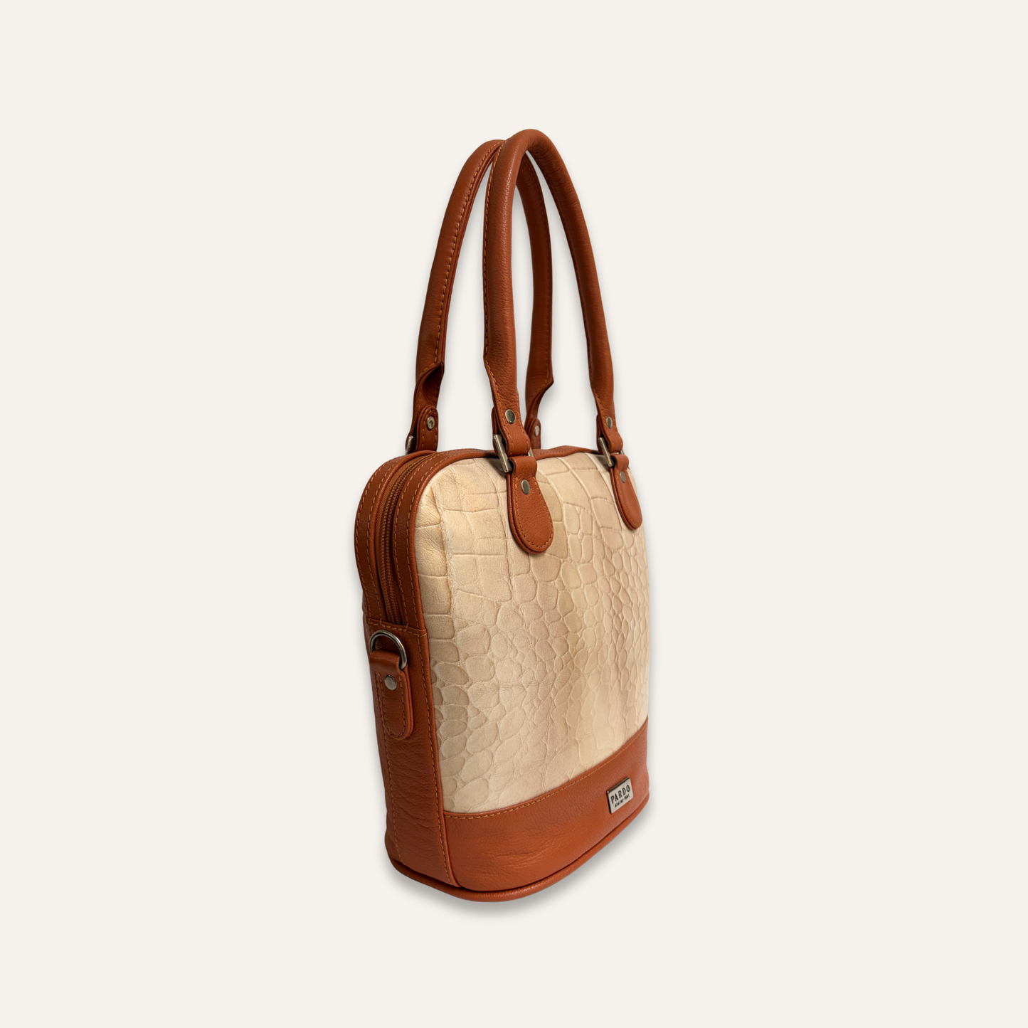 Cartera suave mediana naranja con beige