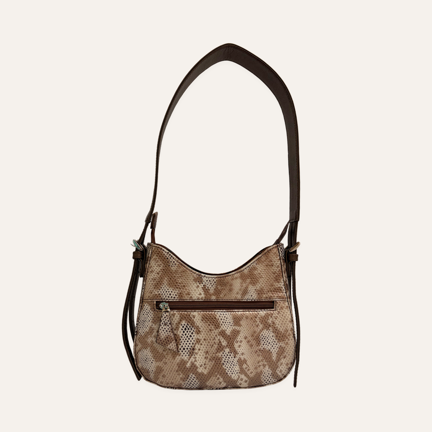 Bolso media luna mediano cafe marmolado