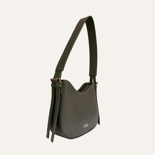 Bolso media luna mediano verde oliva