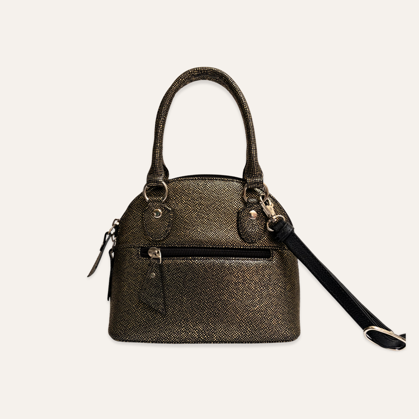 Mini cartera domo dorado oscuro