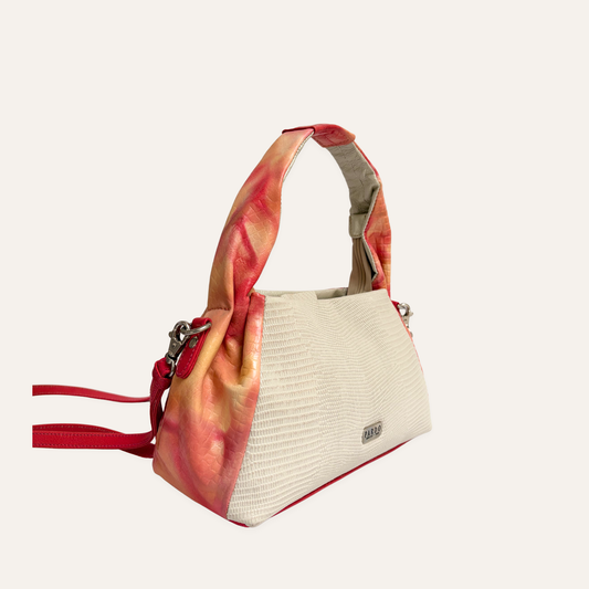 Mini boho asas fruncidas beige
