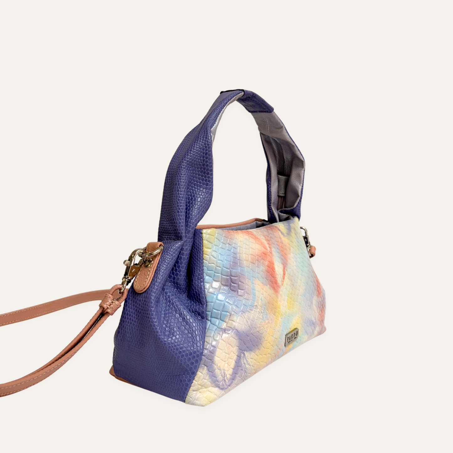 Mini boho asas fruncidas lila marmolado