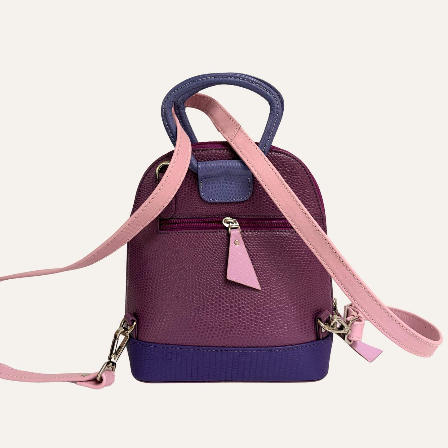 Mini morral franja lila charol