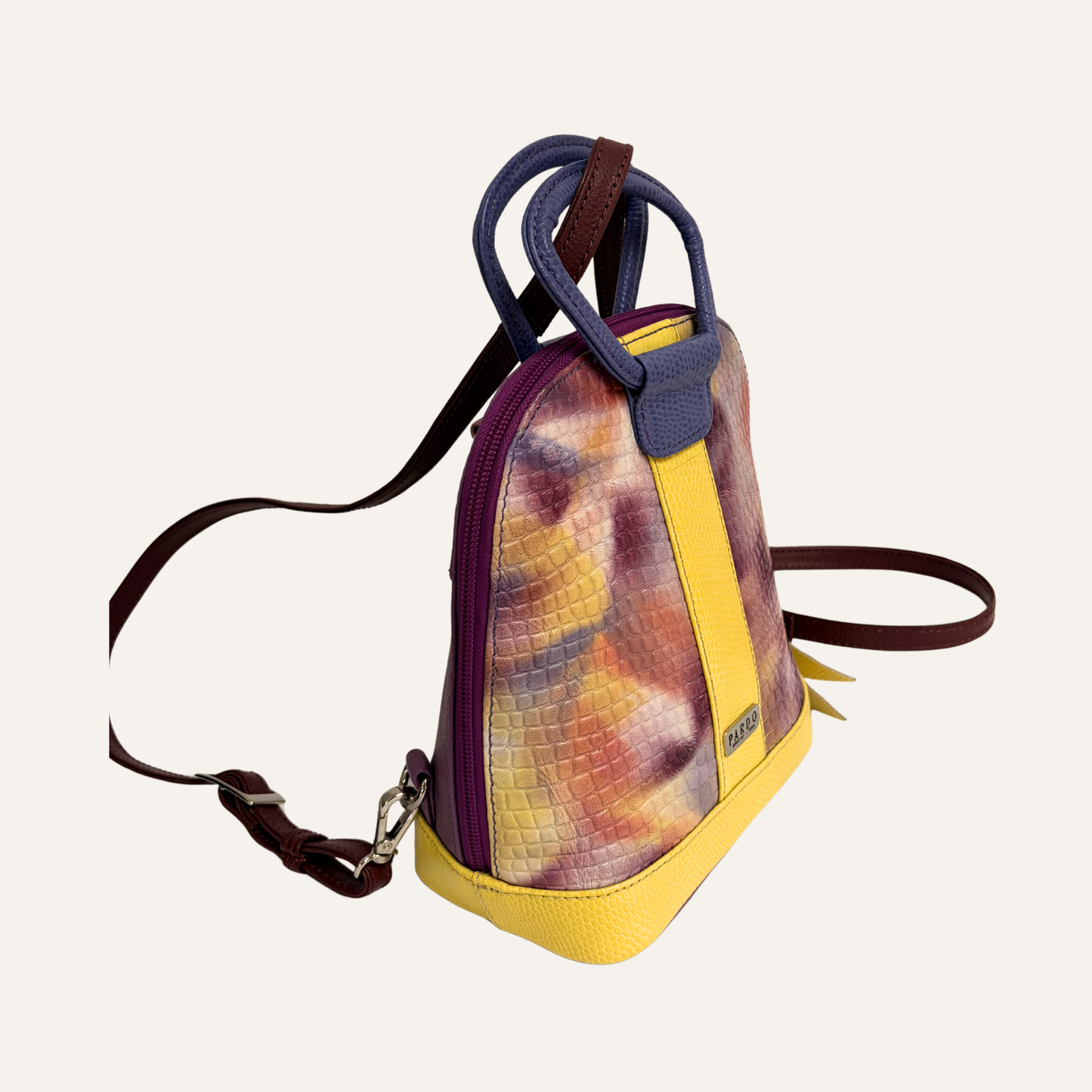 Mini morral franja morado camuflado