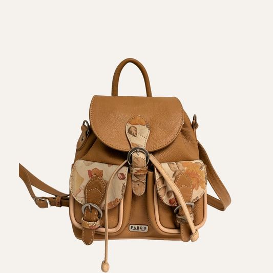 Mini morral tapa clasico cafe mostaza