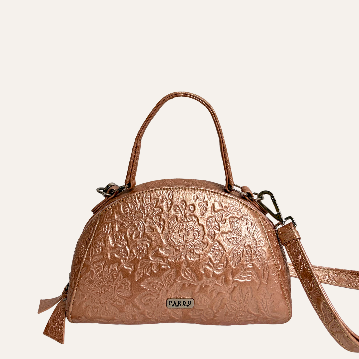 Mini satchel rosa metalizado
