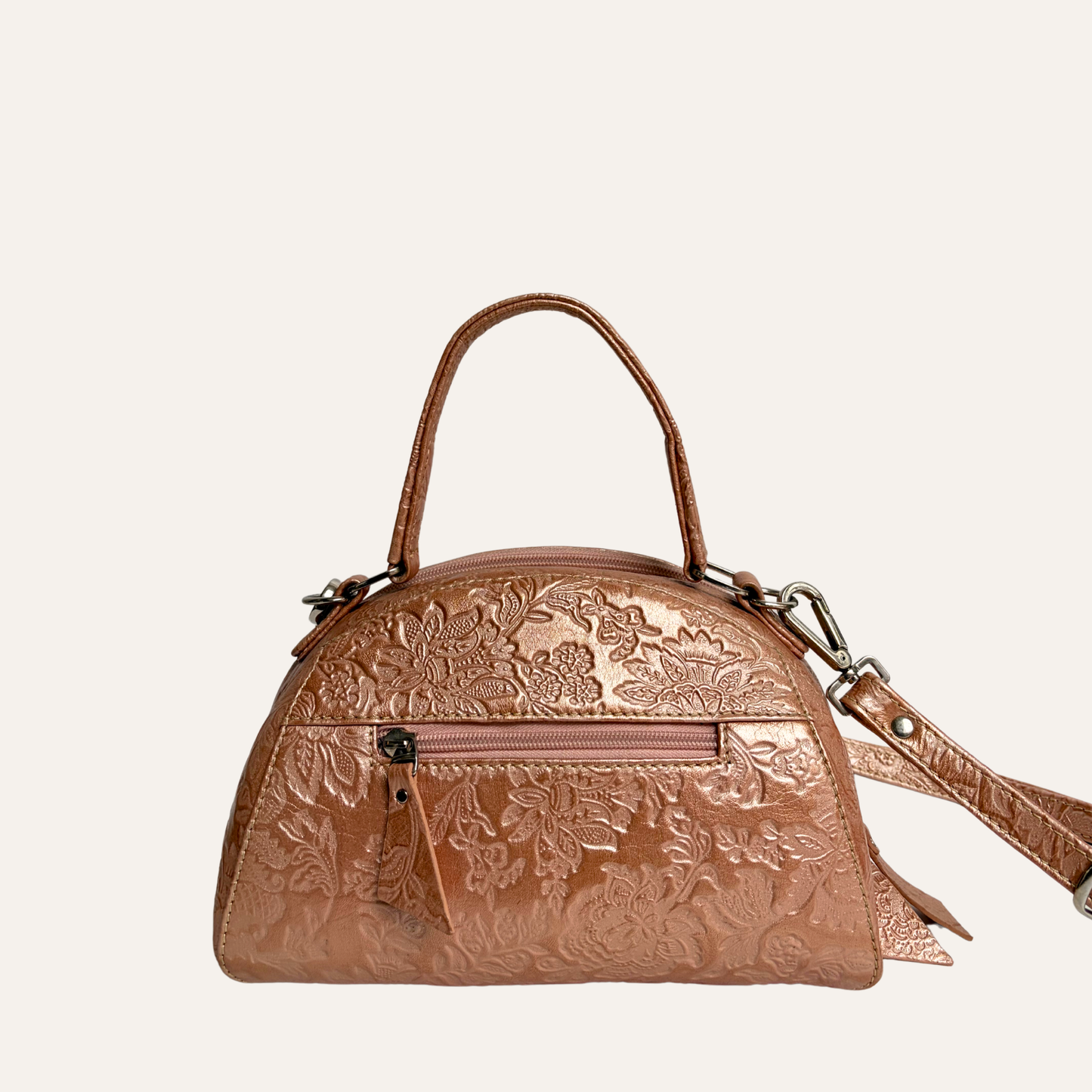 Mini satchel rosa metalizado