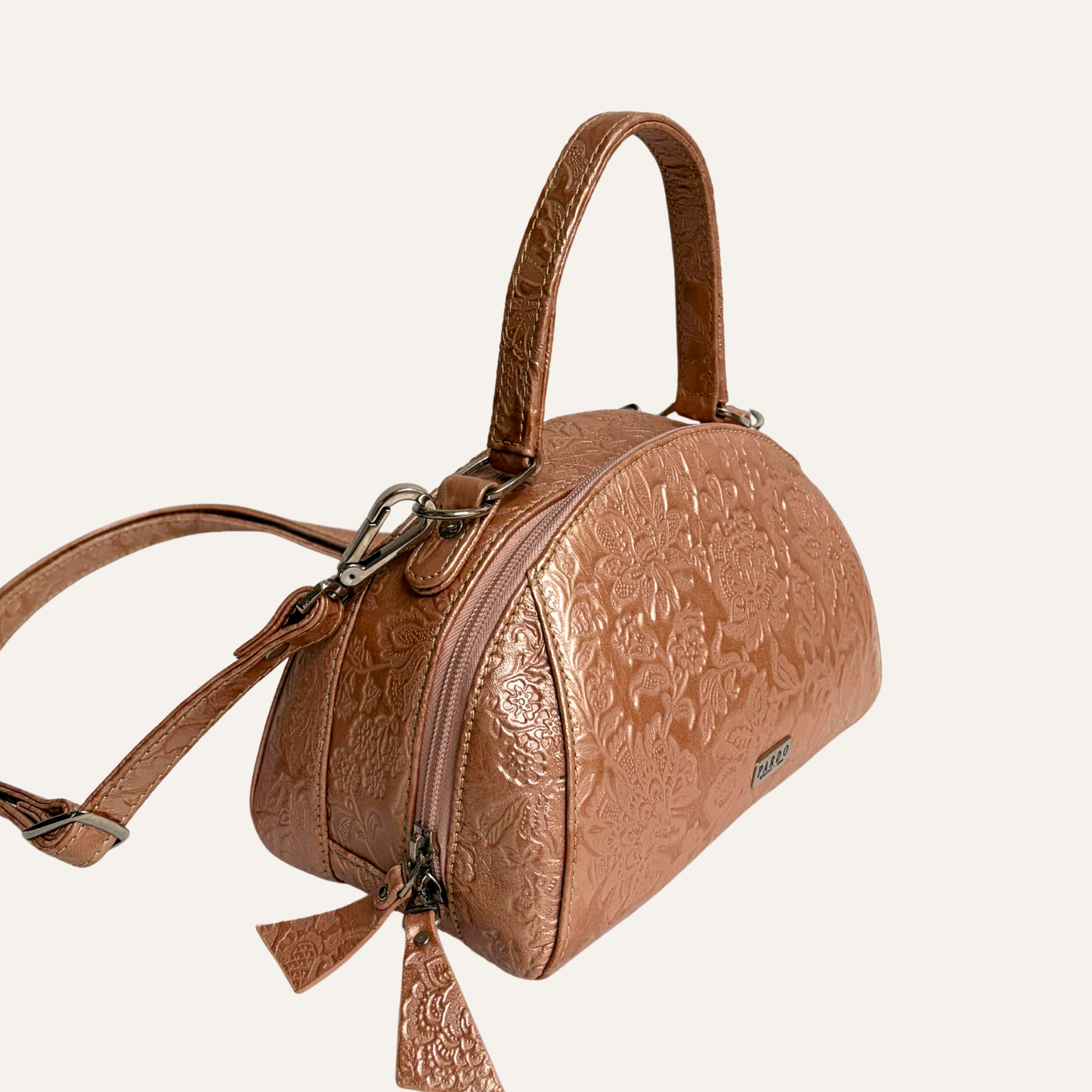 Mini satchel rosa metalizado