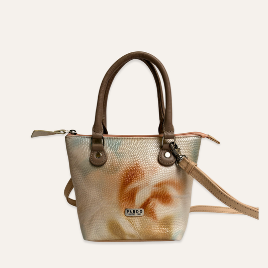 Bolso mini cubo beige marmolado
