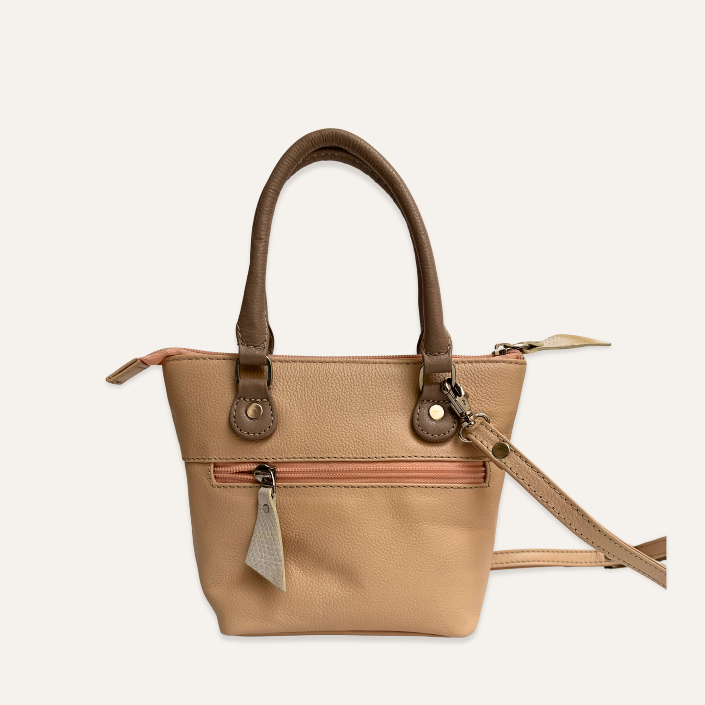 Bolso mini cubo beige marmolado