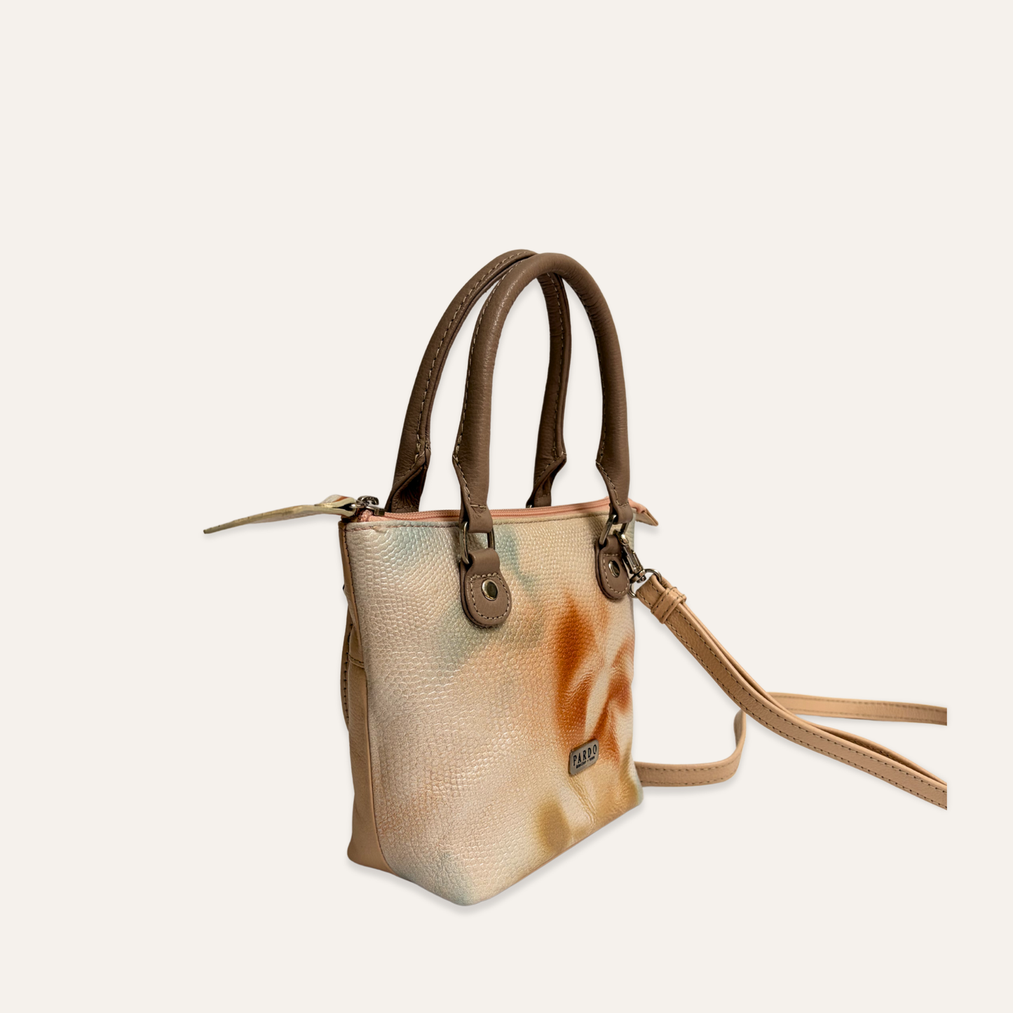 Bolso mini cubo beige marmolado