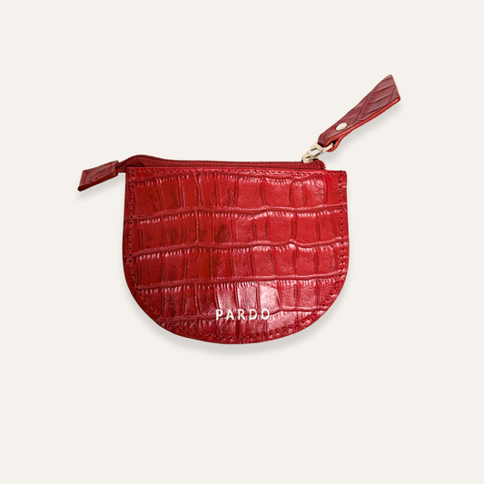 Monedero plano rojo cocodrilo