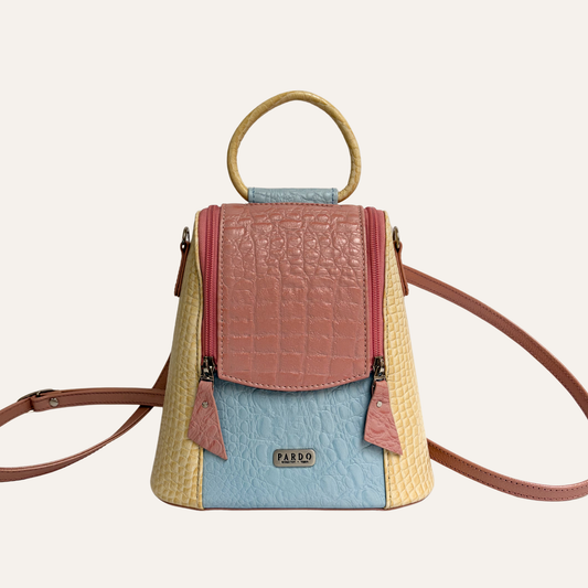 Mini morral doble cremallera rosa pastel
