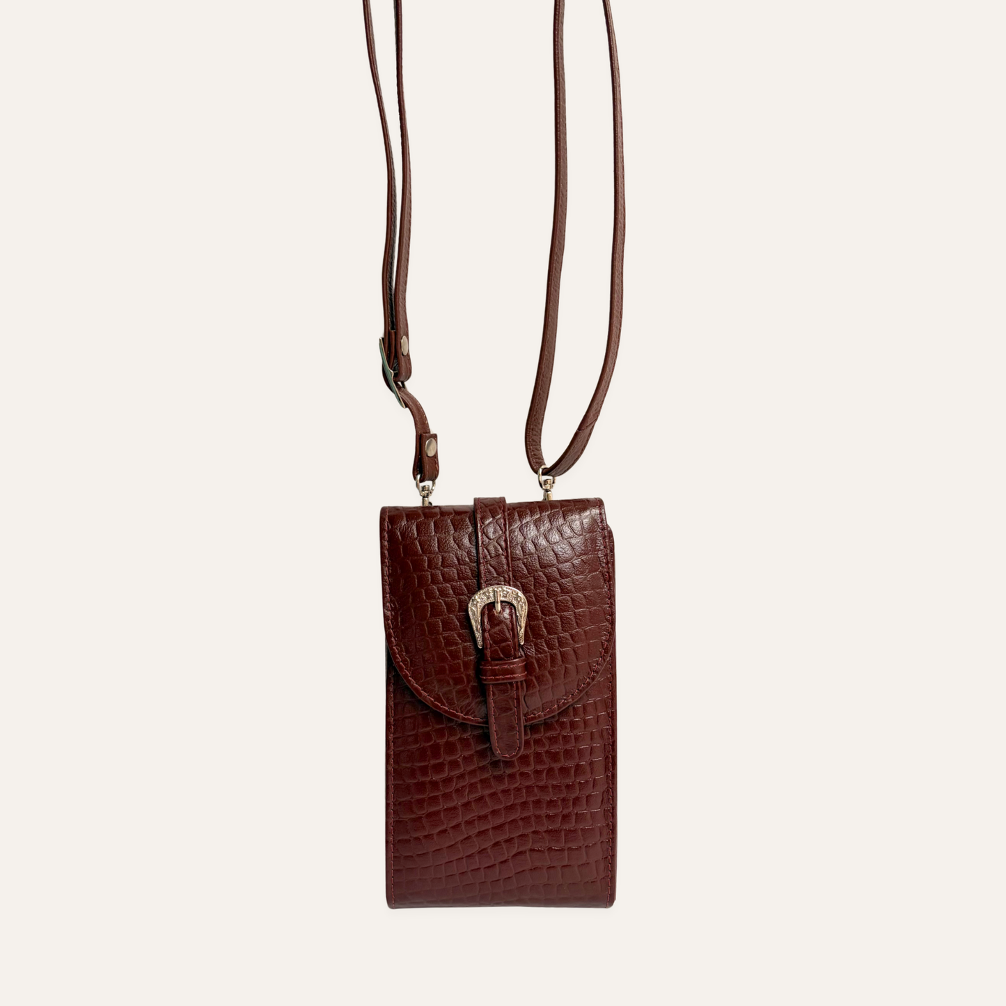 Portacelular con hebilla vinotinto