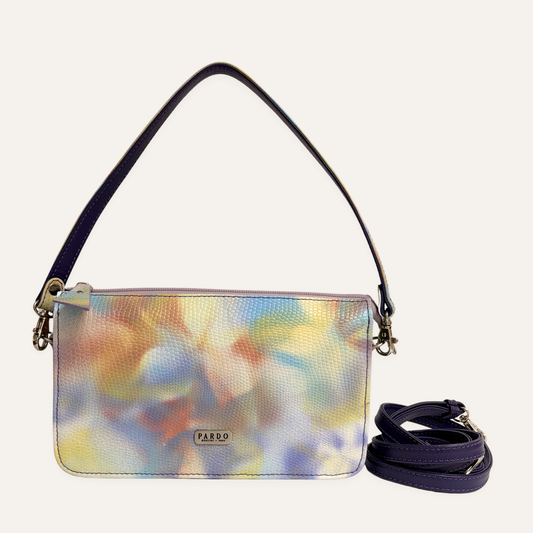 Cartera crossbody multiusos lila marmolado