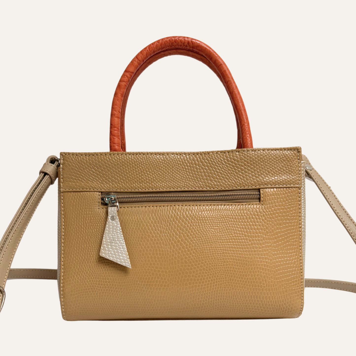 Cartera clasica estucturada beige marmolada