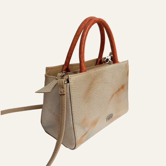 Cartera clasica estucturada beige marmolada
